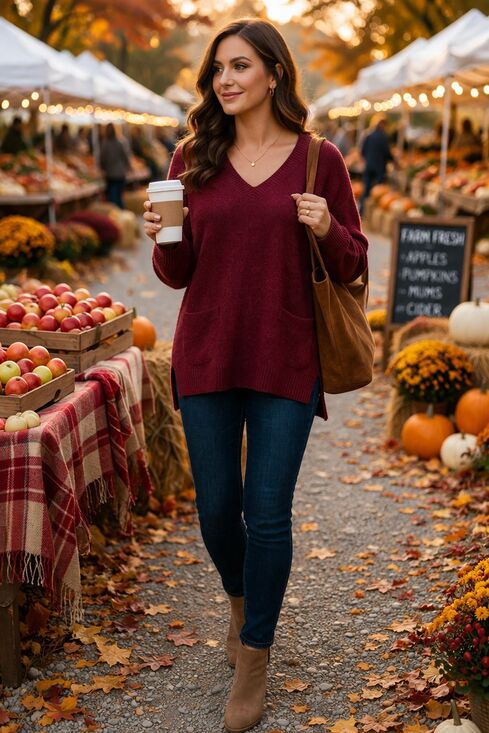 J. Crew Sweaters - J.Crew | Merino Wool Blend V-Neck Sweater| Maroon | Pockets | Small